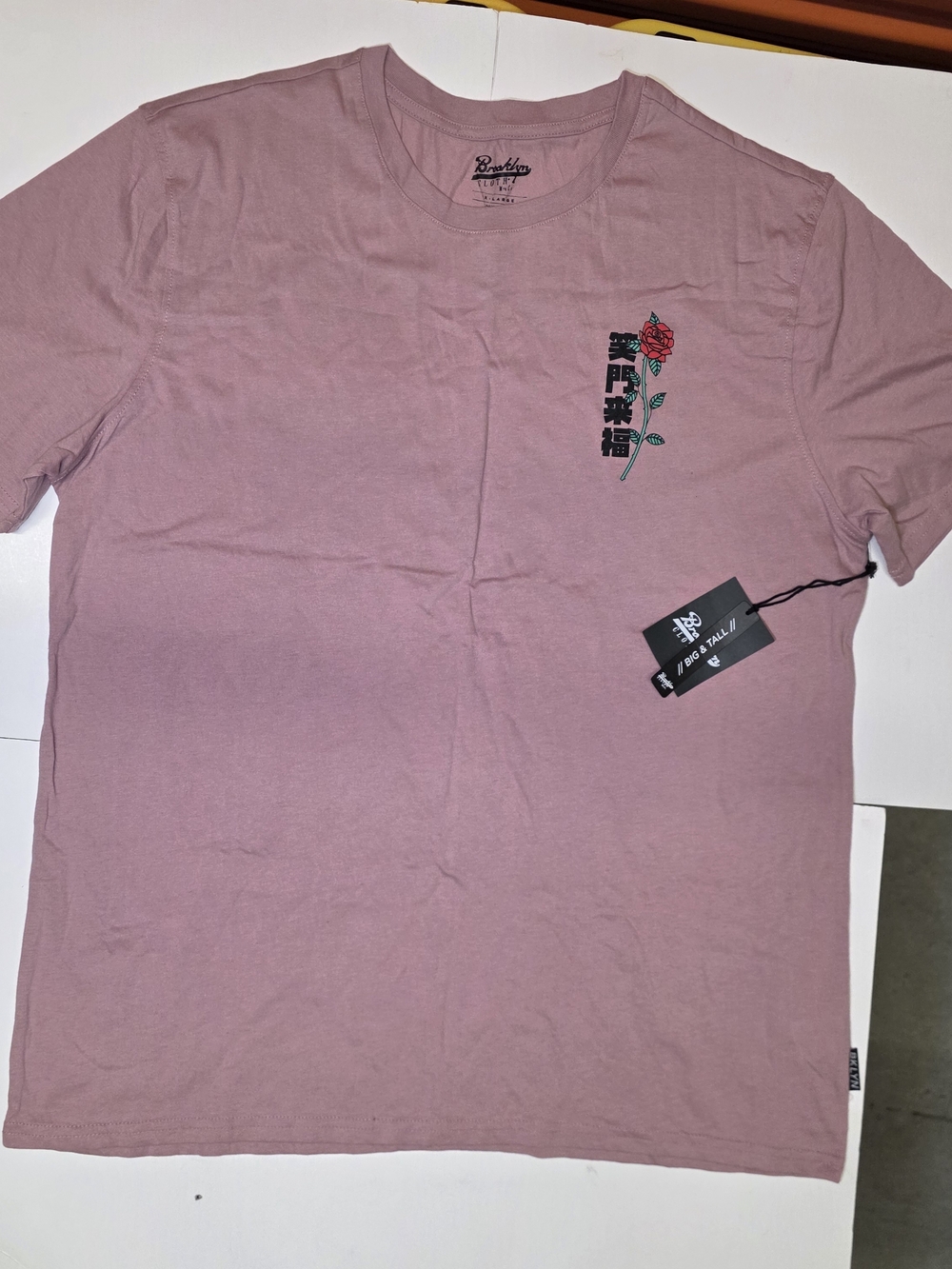 Barba Mauve Crewneck Tee with Rose Chest Graphic